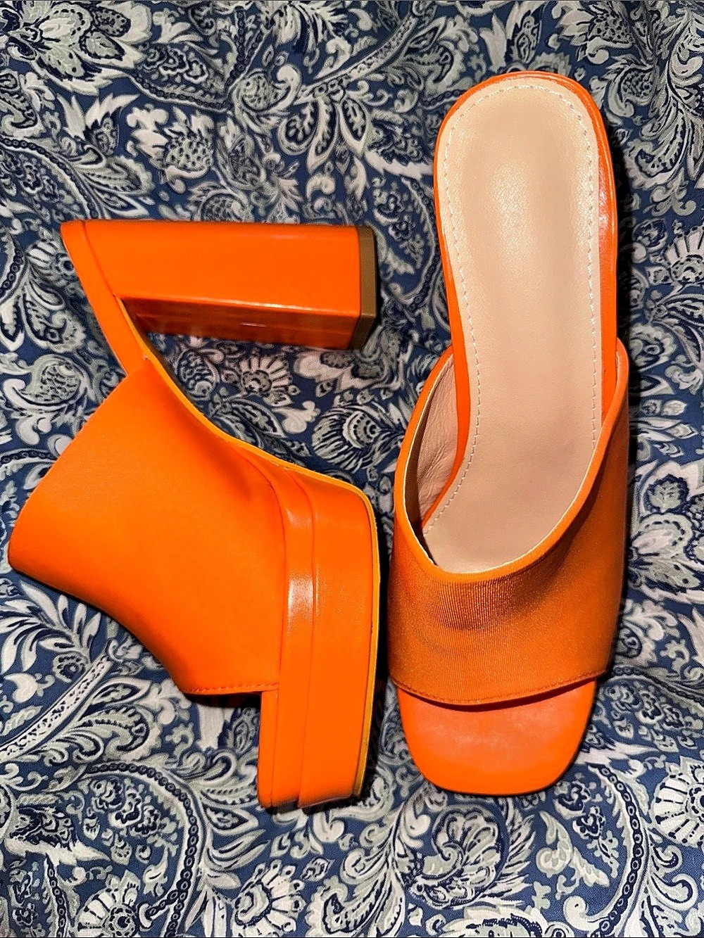 Orange Platform Mules